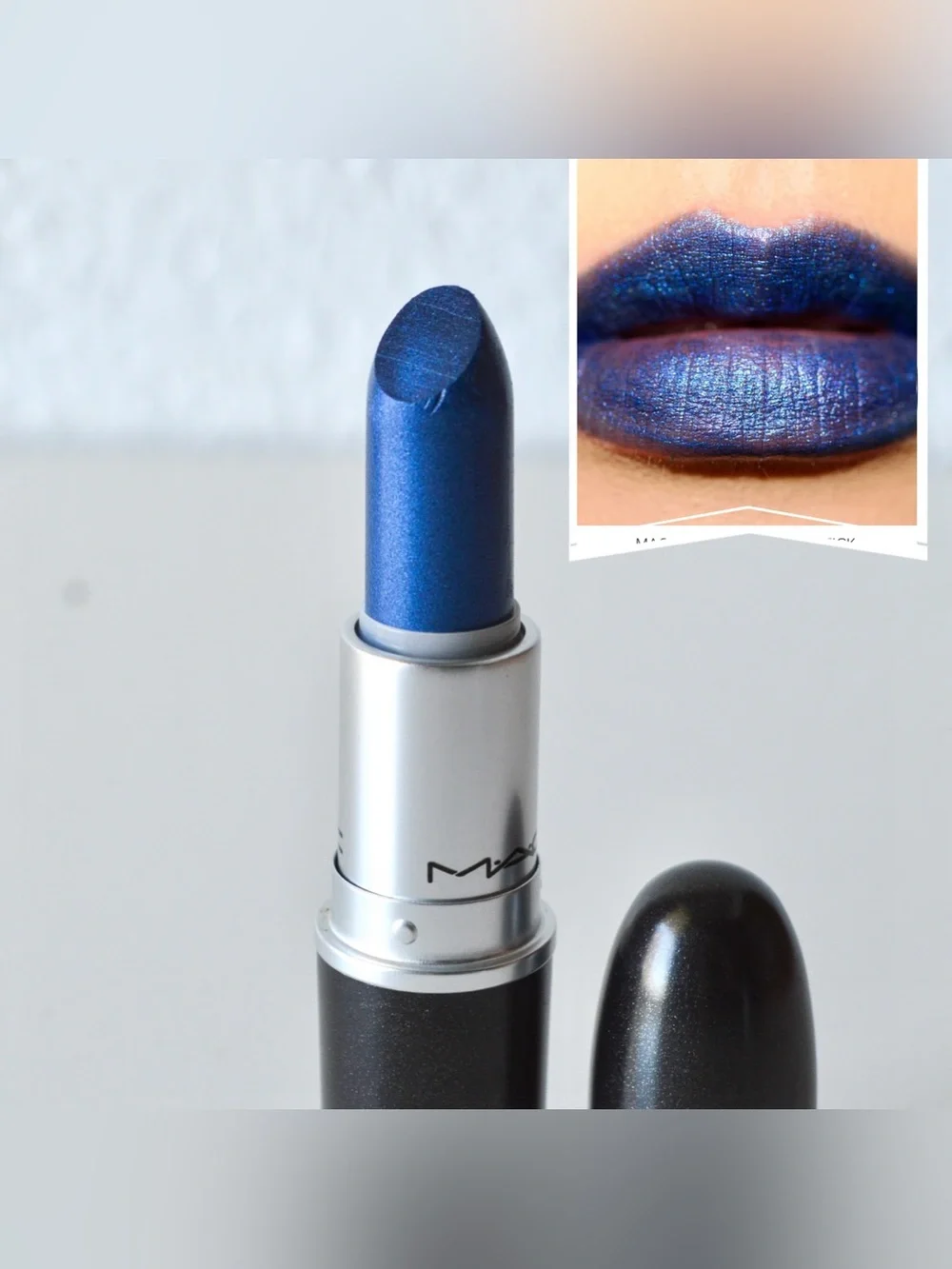 MAC Cosmetics Lipstick *DESIGNER BLUE* Discontinued Rare Frost Navy Blue